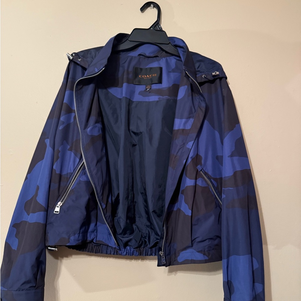 Coach Blue and Black Camouflage Windbreaker